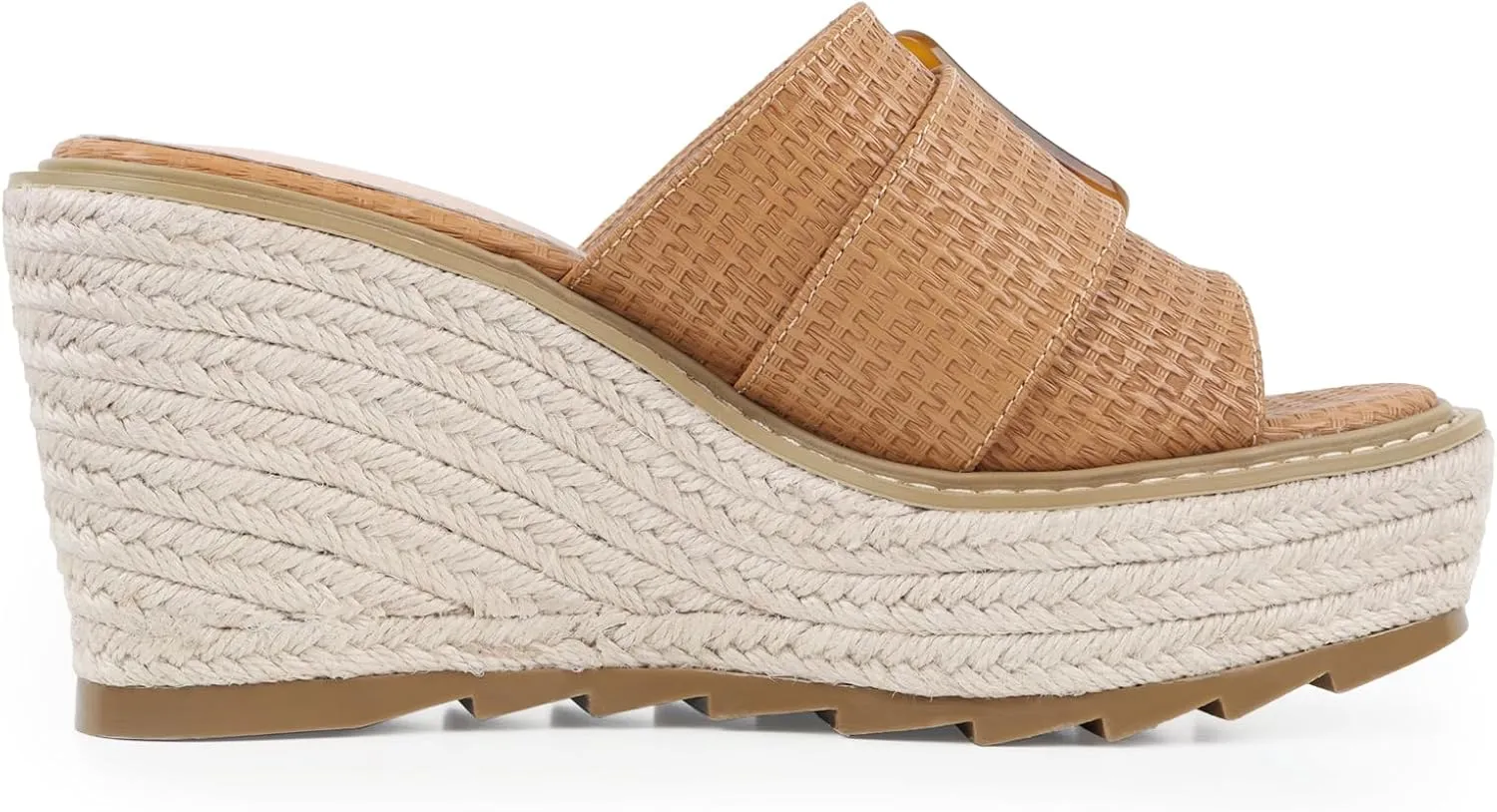 Espadrille Dressy Wedge Sandals, Adjustable Ankle Strap Buckle Women's Platform Sandals Dressy Square Toe, Comfortable High Heel Beach Shoes with Cushioned Footbed for Casual Summer