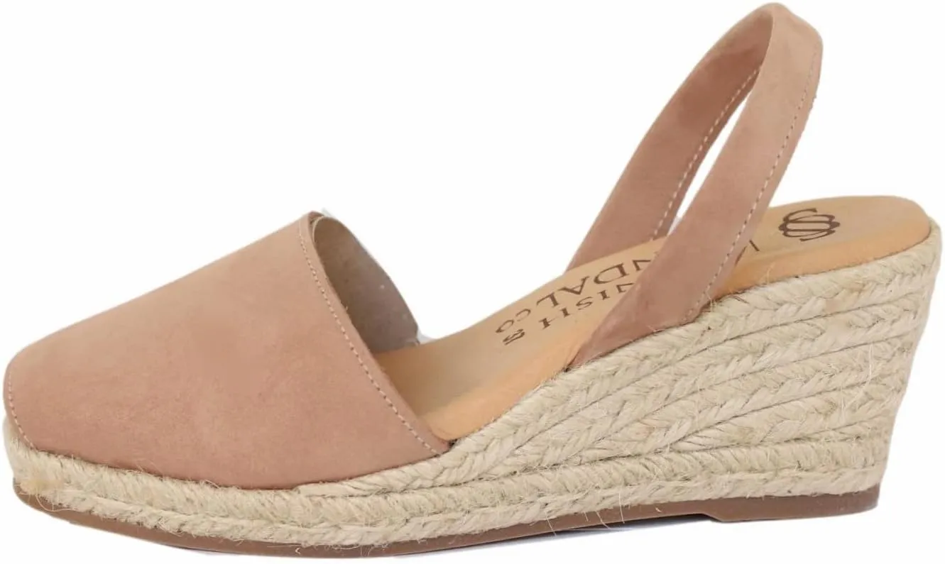Espadrille Wedges for Women – Dressy Soft Leather Peep Toe Women’s Wedge Sandals, Casual Summer Slip on Espadrilles