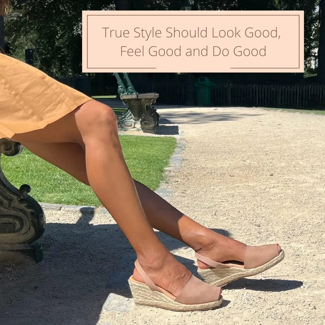 Espadrille Wedges for Women – Dressy Soft Leather Peep Toe Women’s Wedge Sandals, Casual Summer Slip on Espadrilles