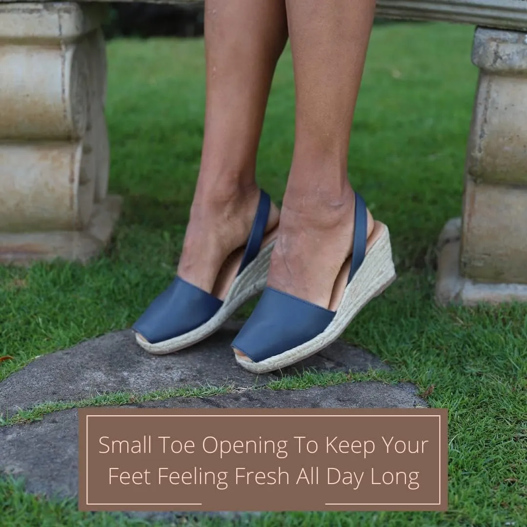 Espadrille Wedges for Women – Dressy Soft Leather Peep Toe Women’s Wedge Sandals, Casual Summer Slip on Espadrilles