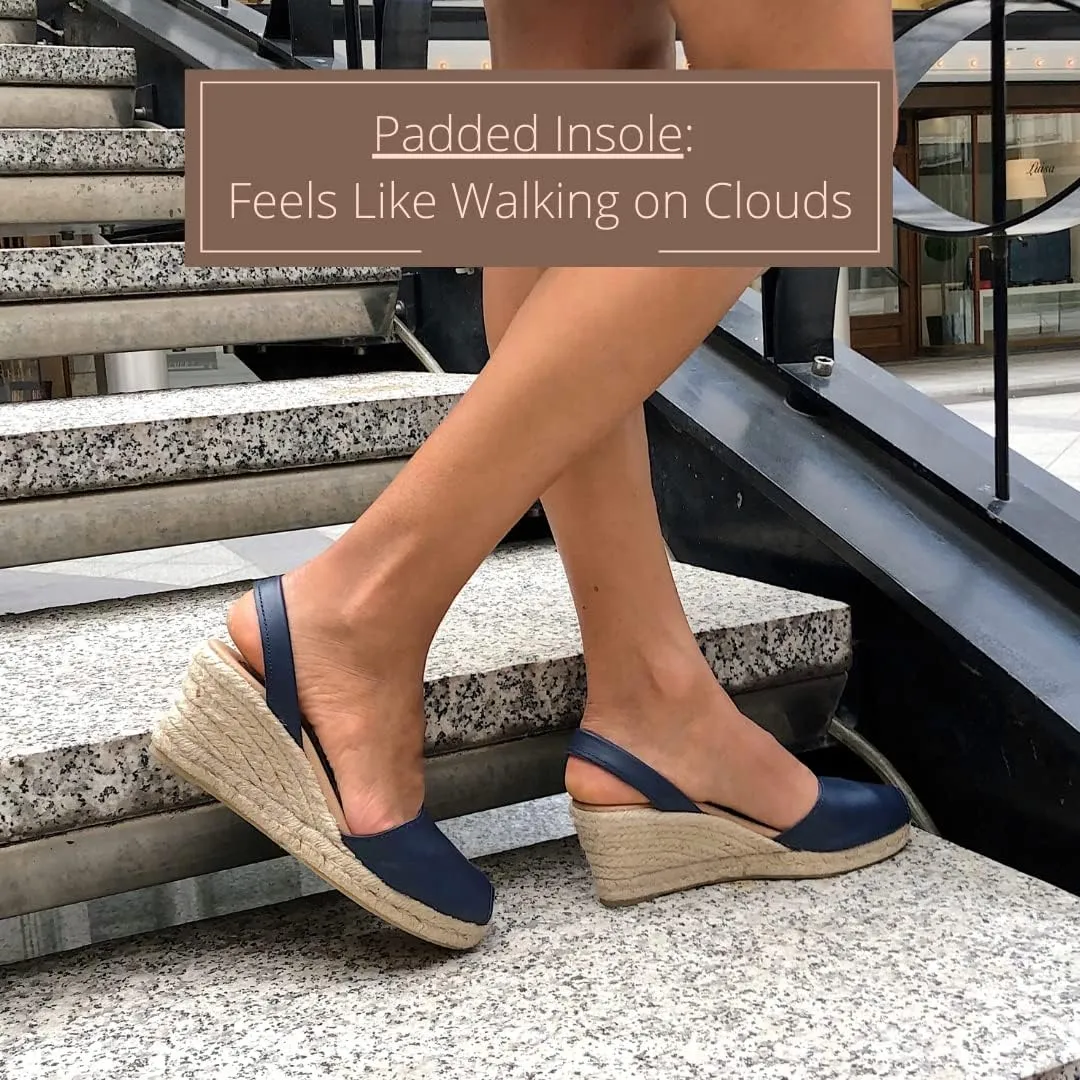 Espadrille Wedges for Women – Dressy Soft Leather Peep Toe Women’s Wedge Sandals, Casual Summer Slip on Espadrilles