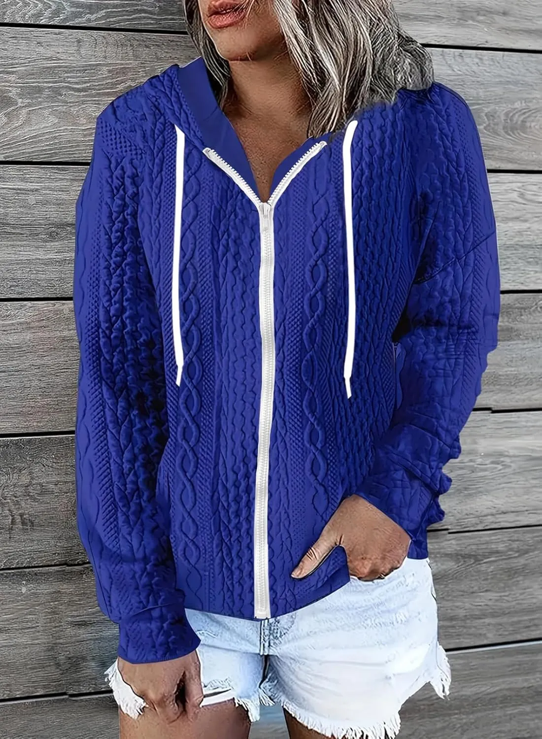 Eytino Womens Plus Size Hoodies Sweatshirt Long Sleeve Zip Up Drawstring Jacket Coat Outwear with Pocket(1X-5X)