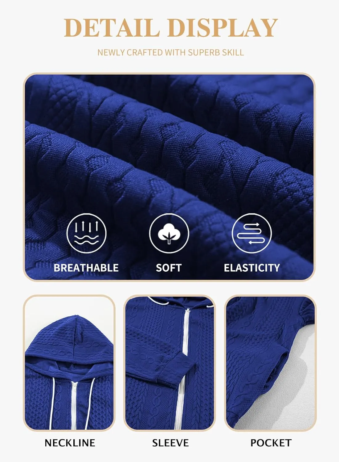 Eytino Womens Plus Size Hoodies Sweatshirt Long Sleeve Zip Up Drawstring Jacket Coat Outwear with Pocket(1X-5X)