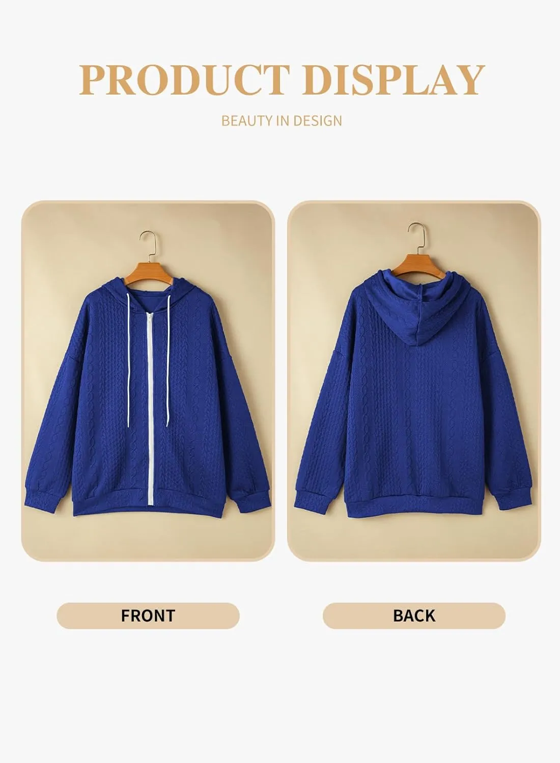 Eytino Womens Plus Size Hoodies Sweatshirt Long Sleeve Zip Up Drawstring Jacket Coat Outwear with Pocket(1X-5X)