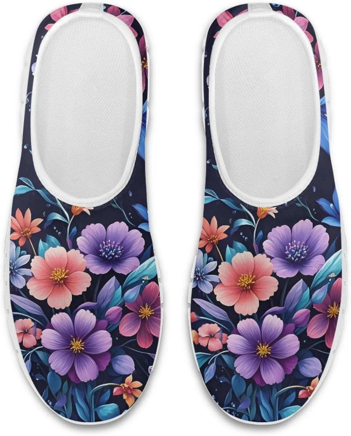Fashion Print Womens Slip on Walking Shoes Breathable Flat Shoes Comfortable Casual Sneakers