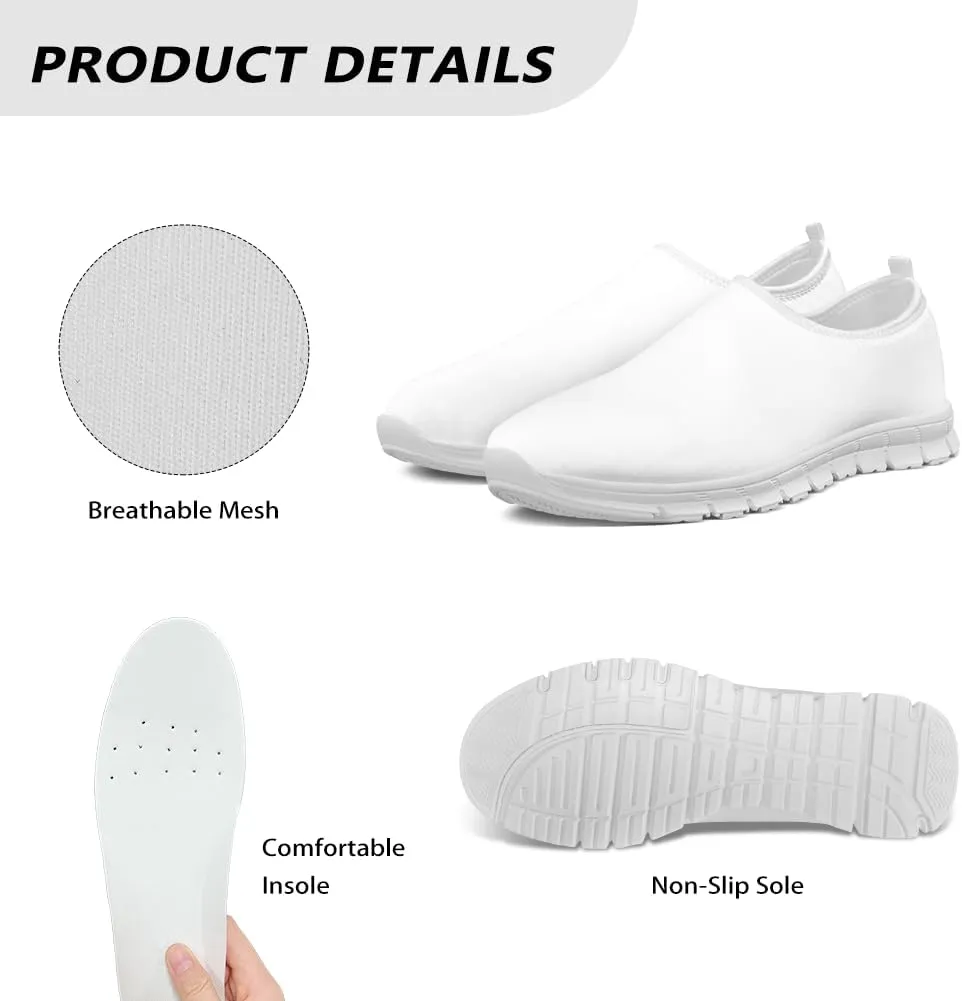 Fashion Print Womens Slip on Walking Shoes Breathable Flat Shoes Comfortable Casual Sneakers