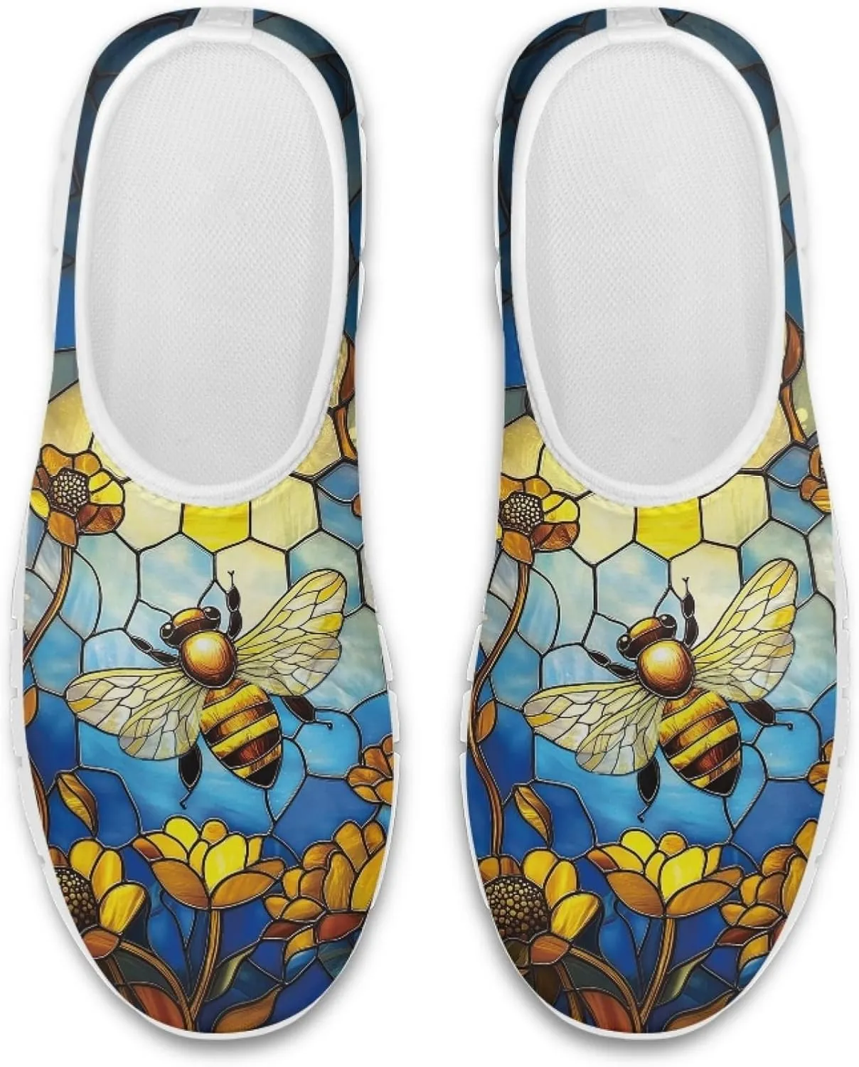 Fashion Print Womens Slip on Walking Shoes Breathable Flat Shoes Comfortable Casual Sneakers