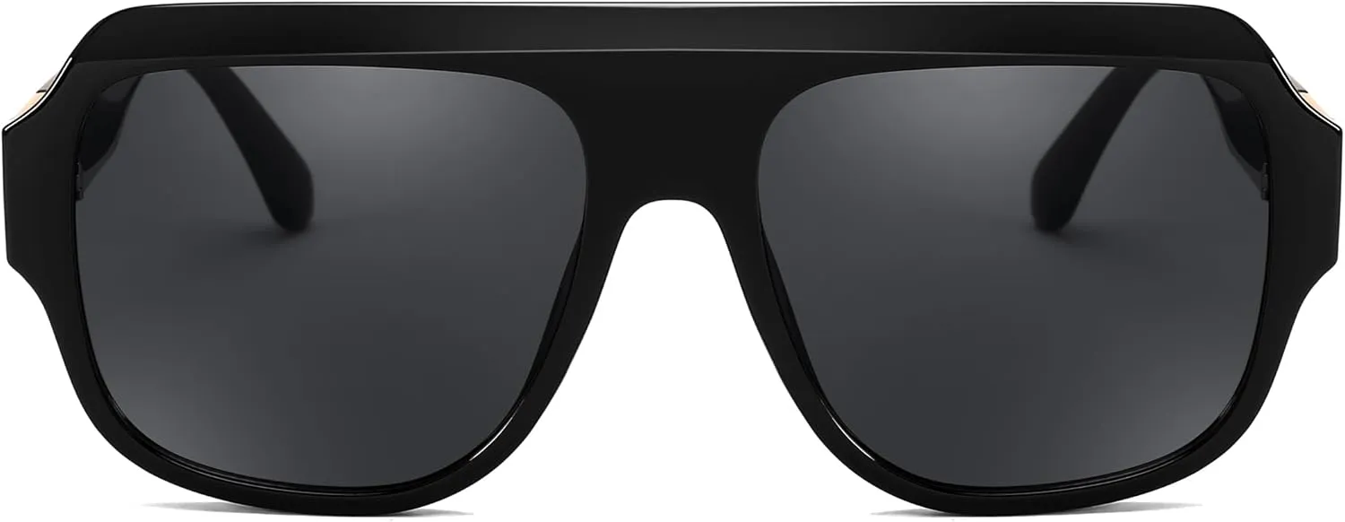 FEISEDY Trendy Aviator Sunglasses for Womens Men Oversized Retro 70s 80s Flat Top Shield Shades B9141