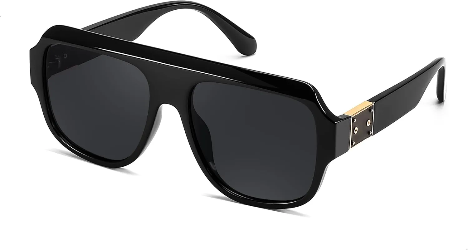 FEISEDY Trendy Aviator Sunglasses for Womens Men Oversized Retro 70s 80s Flat Top Shield Shades B9141