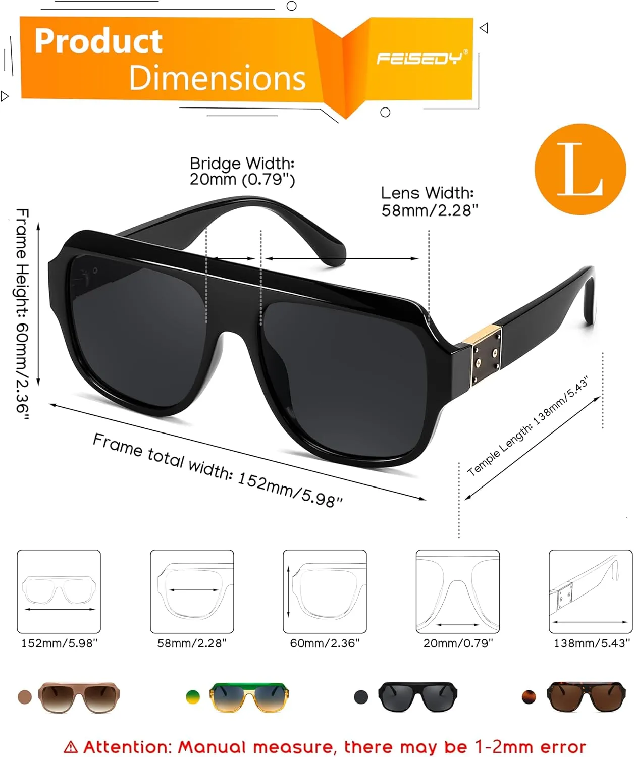 FEISEDY Trendy Aviator Sunglasses for Womens Men Oversized Retro 70s 80s Flat Top Shield Shades B9141