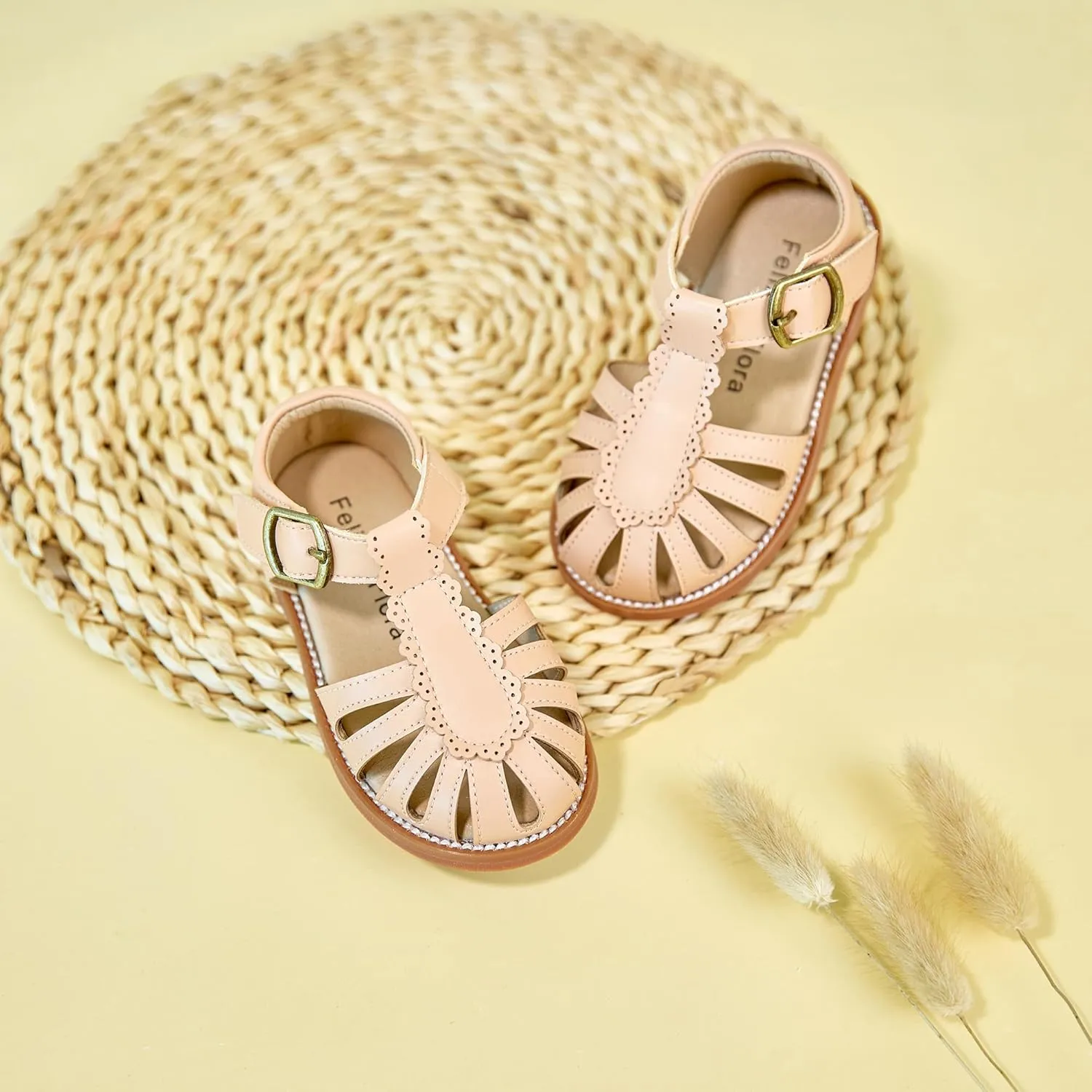 Felix & Flora Toddler Girls Sandals Soft Rubber Princess Flat Shoes Summer Flower Girl Shoes
