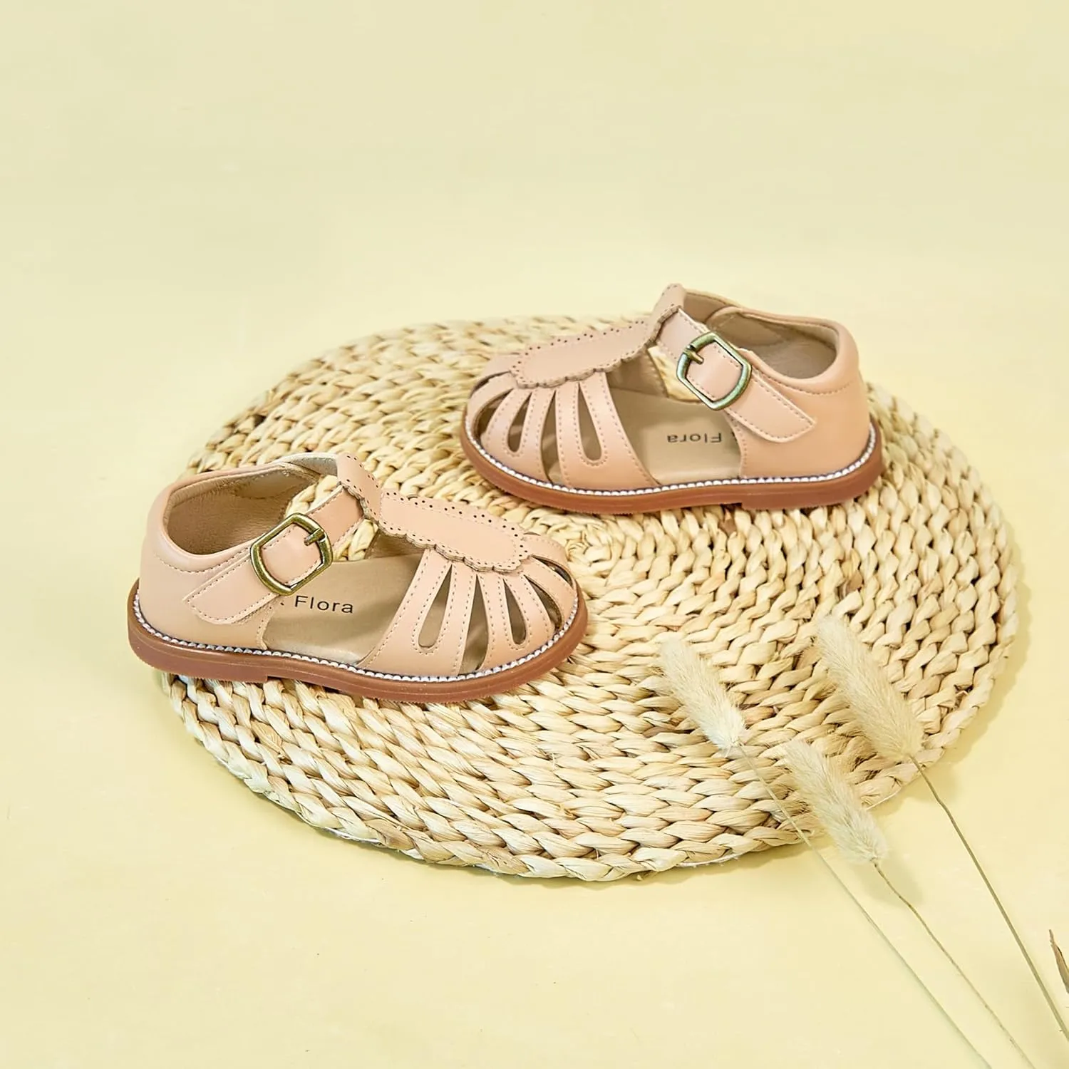 Felix & Flora Toddler Girls Sandals Soft Rubber Princess Flat Shoes Summer Flower Girl Shoes