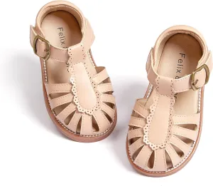 Felix & Flora Toddler Girls Sandals Soft Rubber Princess Flat Shoes Summer Flower Girl Shoes