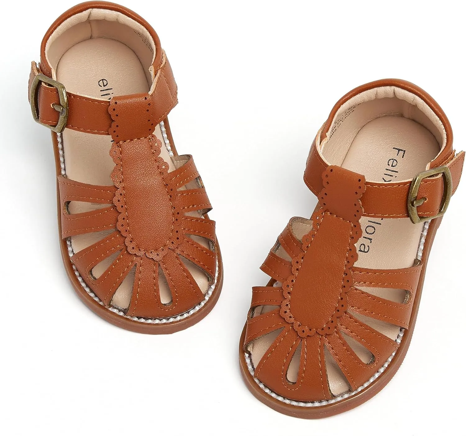 Felix & Flora Toddler Girls Sandals Soft Rubber Princess Flat Shoes Summer Flower Girl Shoes