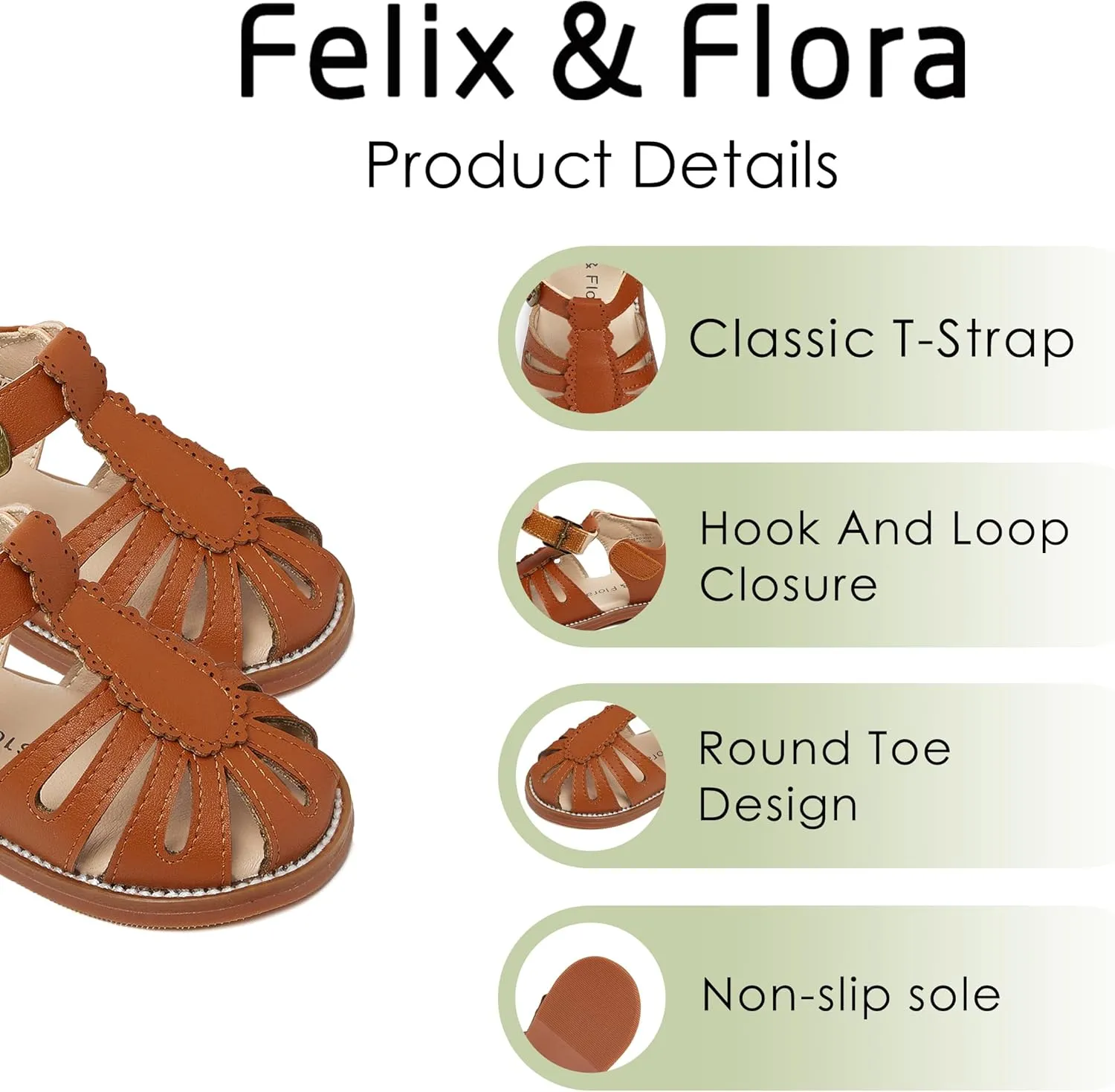 Felix & Flora Toddler Girls Sandals Soft Rubber Princess Flat Shoes Summer Flower Girl Shoes