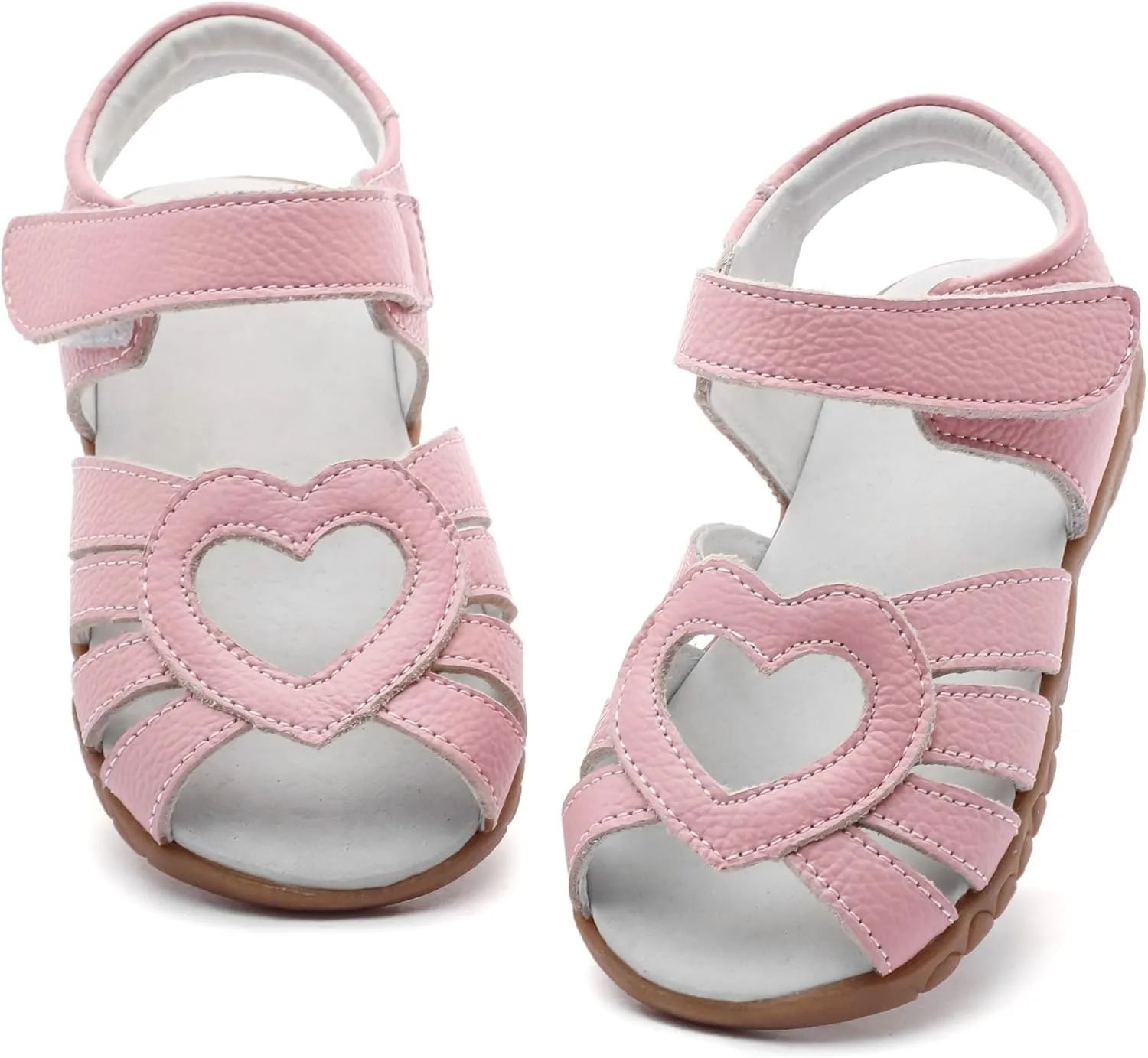 Femizee Girls Genuine Leather Soft Closed Toe Princess Flat Shoes Summer Sandals(Toddler/Little Kid)