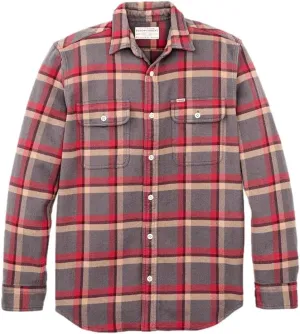 Filson Men's Vintage Flannel Work Shirt, Gray/Red/Multi Plaid