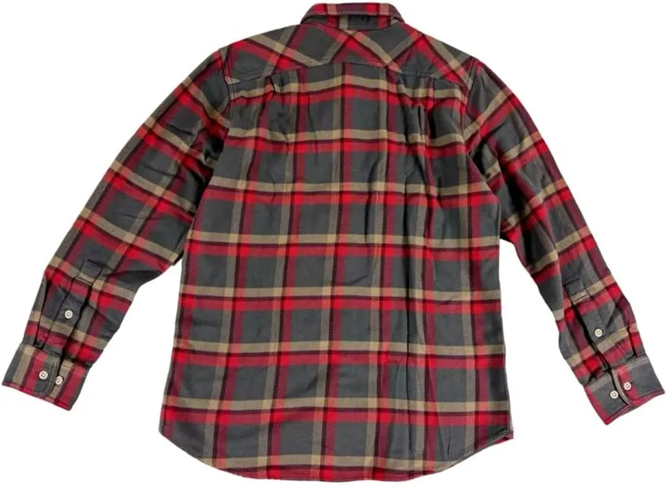 Filson Men's Vintage Flannel Work Shirt, Gray/Red/Multi Plaid