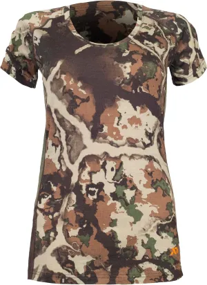 First Lite Women's Wick Short Sleeve Crew Shirt - Ultralight Merino Wool Camo Hunting T-Shirt
