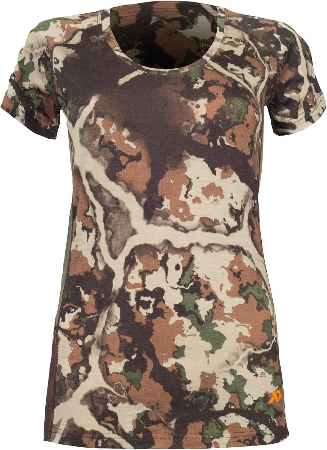 First Lite Women's Wick Short Sleeve Crew Shirt - Ultralight Merino Wool Camo Hunting T-Shirt