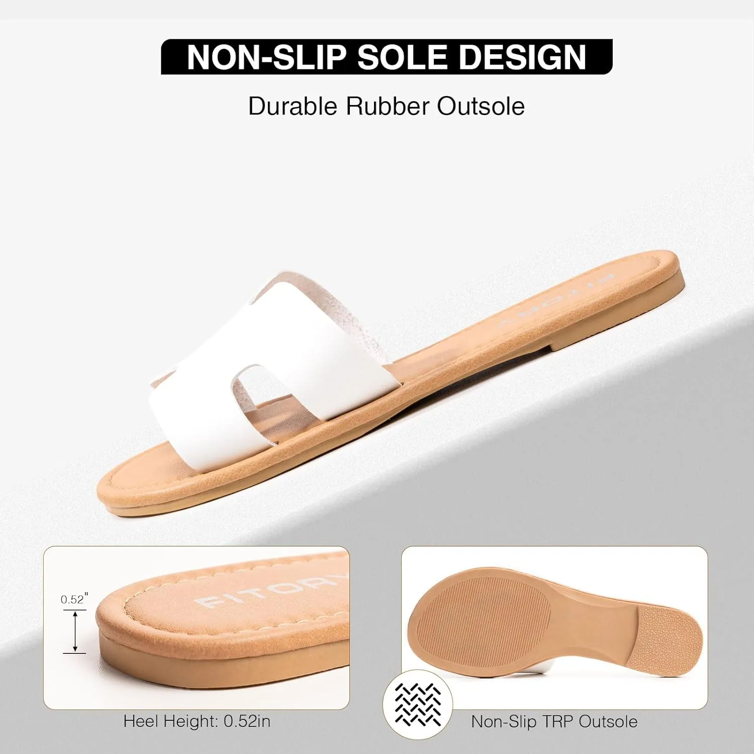 FITORY Women's Comfortable Dressy Leather Flat Sandals - Stylish & Beautiful Summer Slides Size 6-11