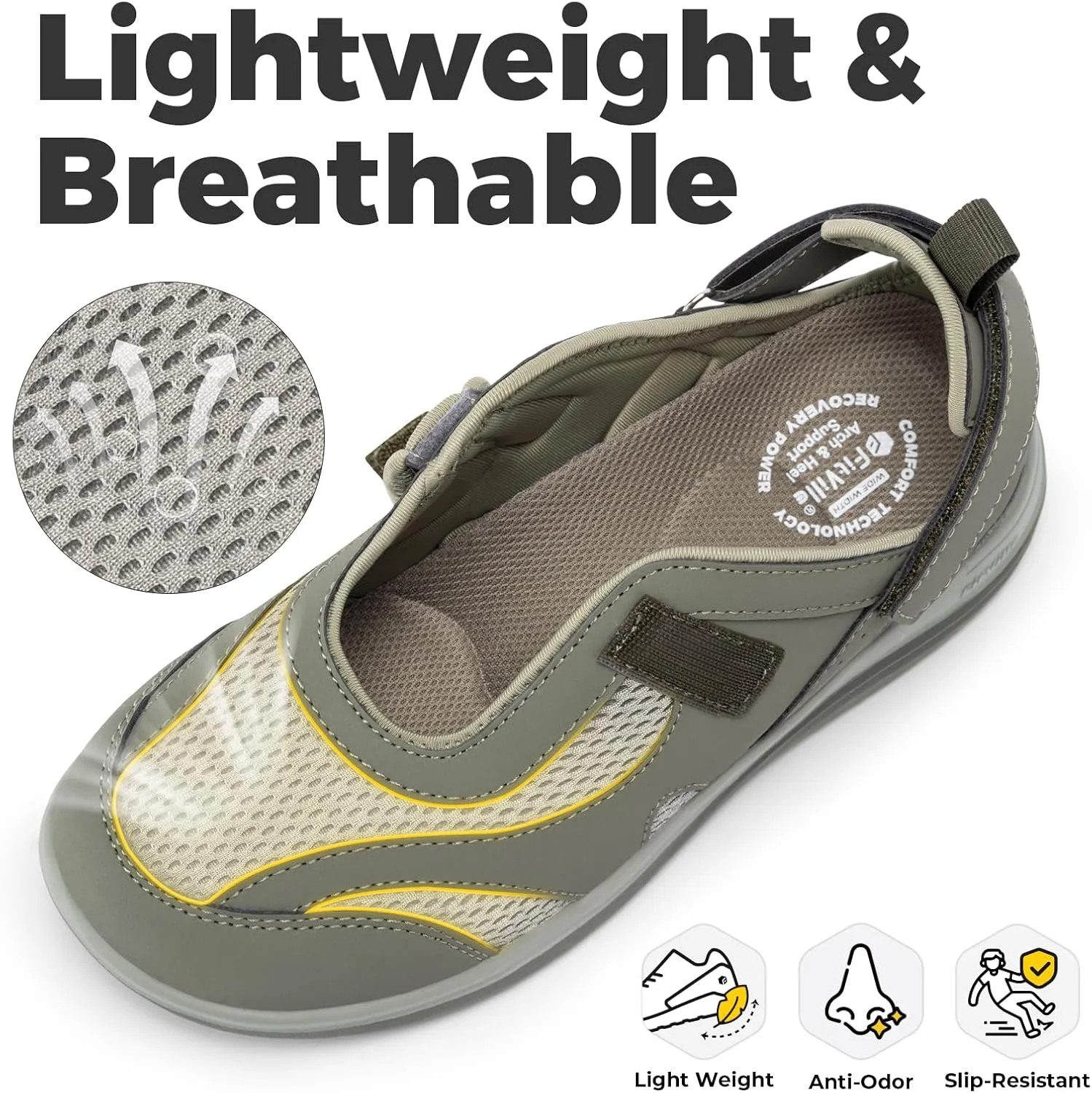 FitVille Women's Diabetic Shoes Extra Wide Width Diabetic Sandals for Women, Diabetic Walking Shoes Adjustable Closure Arch Support Orthopedic Shoes for Swollen Feet Plantar Fasciitis
