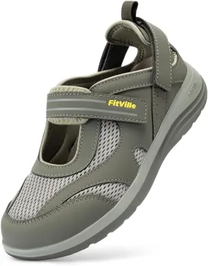 FitVille Women's Diabetic Shoes Extra Wide Width Diabetic Sandals for Women, Diabetic Walking Shoes Adjustable Closure Arch Support Orthopedic Shoes for Swollen Feet Plantar Fasciitis