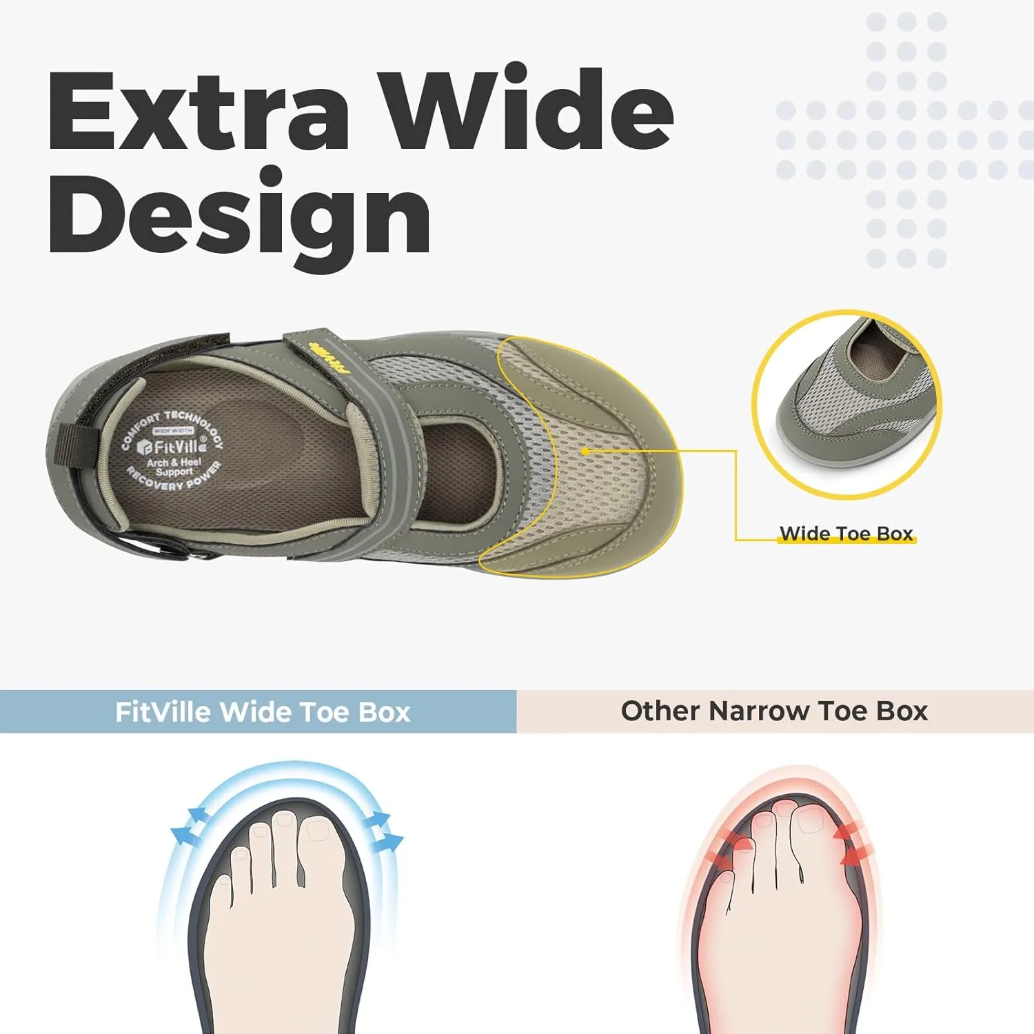 FitVille Women's Diabetic Shoes Extra Wide Width Diabetic Sandals for Women, Diabetic Walking Shoes Adjustable Closure Arch Support Orthopedic Shoes for Swollen Feet Plantar Fasciitis