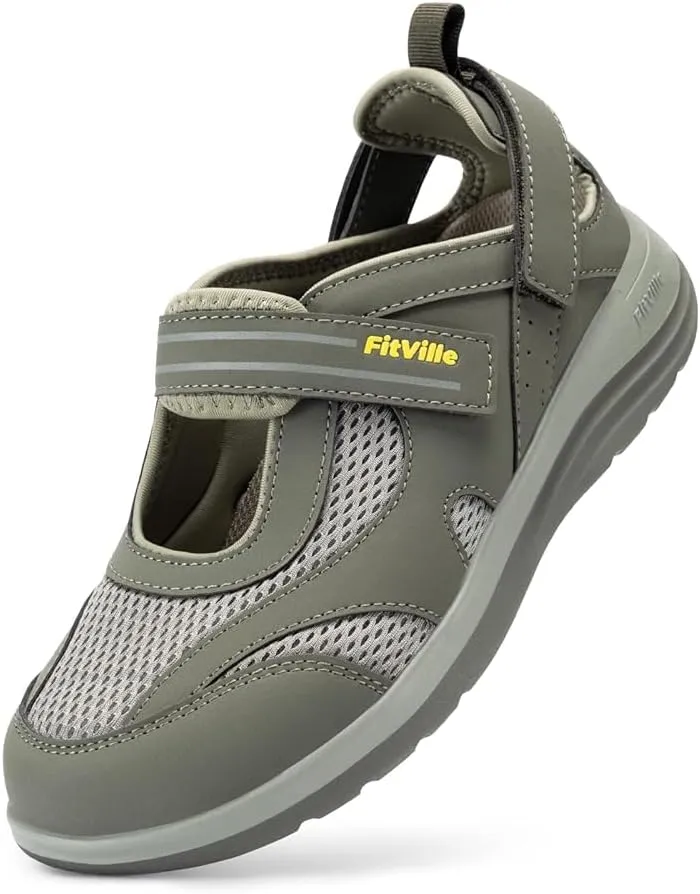 FitVille Women's Diabetic Shoes Extra Wide Width Diabetic Sandals for Women, Diabetic Walking Shoes Adjustable Closure Arch Support Orthopedic Shoes for Swollen Feet Plantar Fasciitis