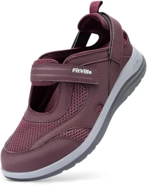 FitVille Women's Diabetic Shoes Extra Wide Women's Sandals Extra Wide with Adjustable Closure Diabetic Walking Shoes Plantar Fasciitis Arch Support for Swollen Feet