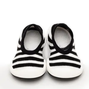 Flat Black Stripe Soft Cotton Sock Shoes