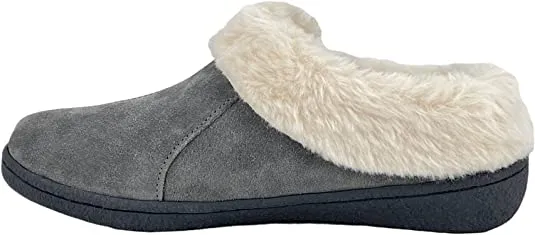 Flat-rate discount Outdoor Slip-On Grey Clogs Lined Clarks Warm Fur Indoor Wool Trusted Mule and Plush Slipper