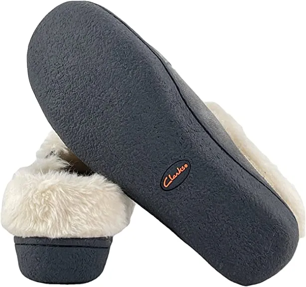 Flat-rate discount Outdoor Slip-On Grey Clogs Lined Clarks Warm Fur Indoor Wool Trusted Mule and Plush Slipper