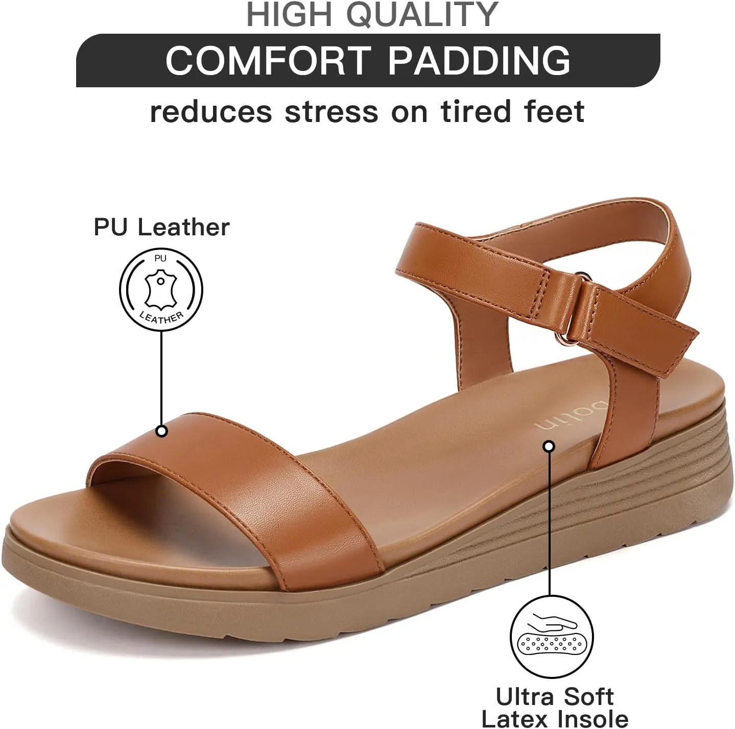 Flat Sandals for Women Comfortable Walking Summer Sandals with Arch Support