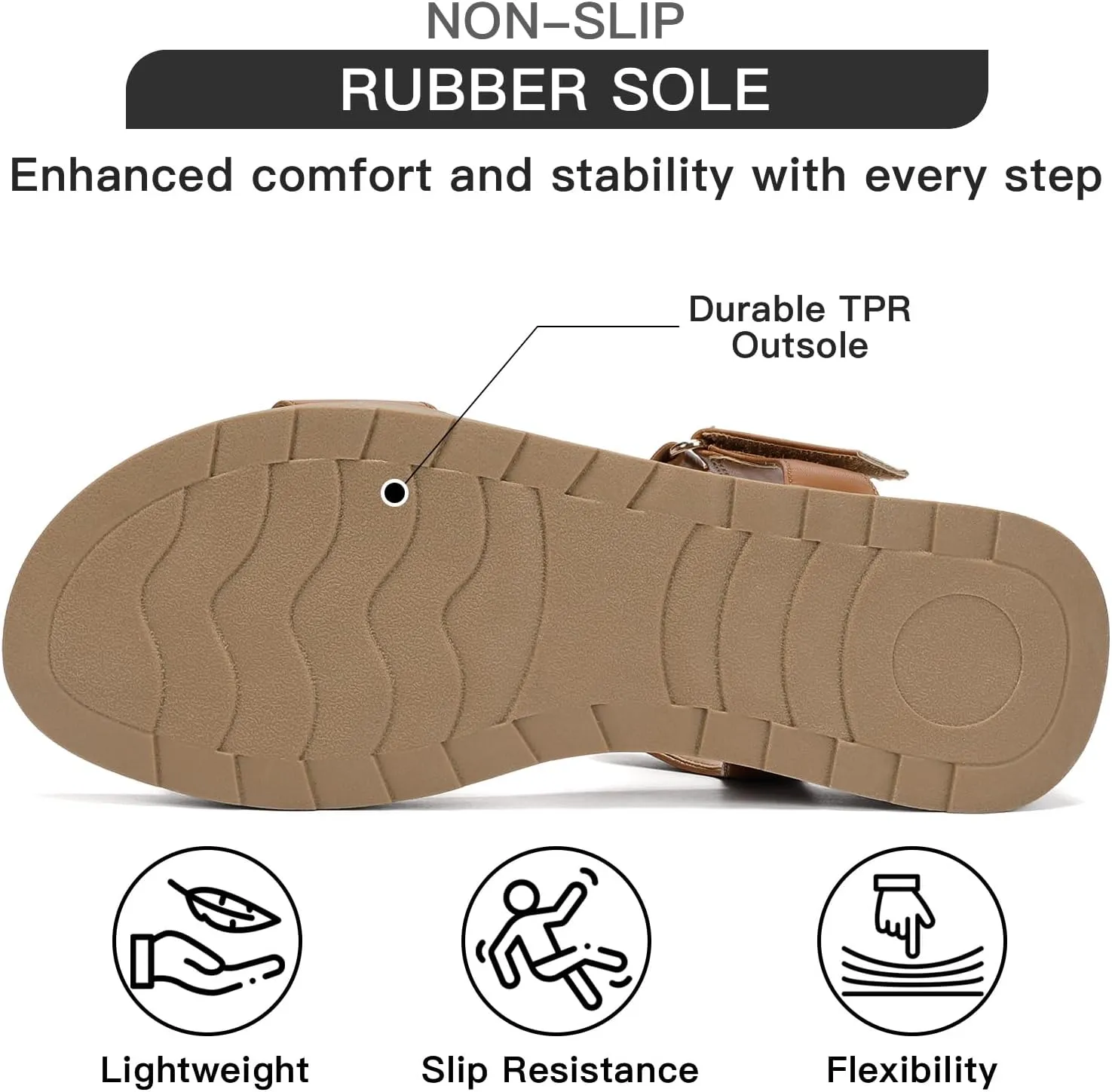 Flat Sandals for Women Comfortable Walking Summer Sandals with Arch Support