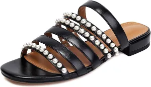 Flat Sandals for Women Summer Comfortable Bridal Slippers Pearl Sandals