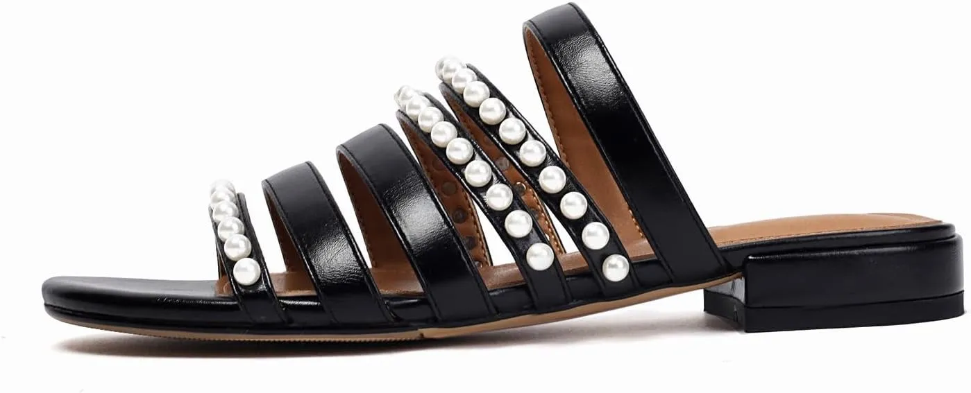 Flat Sandals for Women Summer Comfortable Bridal Slippers Pearl Sandals
