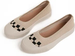 Flats for Women Knit Shoes Round Toe Ballet Flats Slip On Walking Flat Shoe Comfort Soft