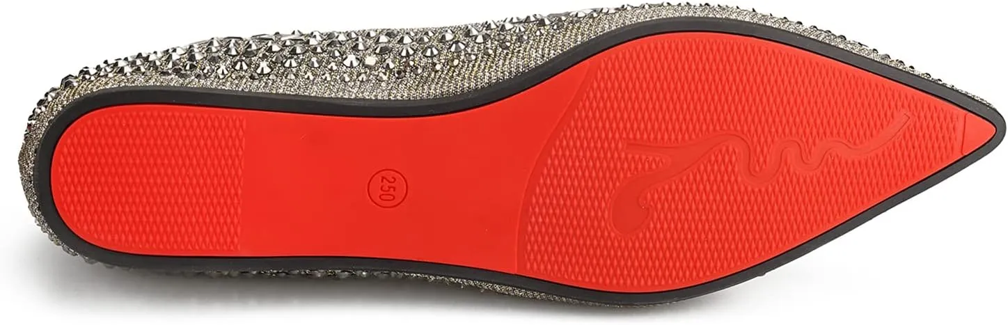 Flats Shoes Women Rhinestone Pointed Head Ballet Flats Comfortable Soft Memory Foam Insole Flat Shoes for Women Comfortable Dress Shoes