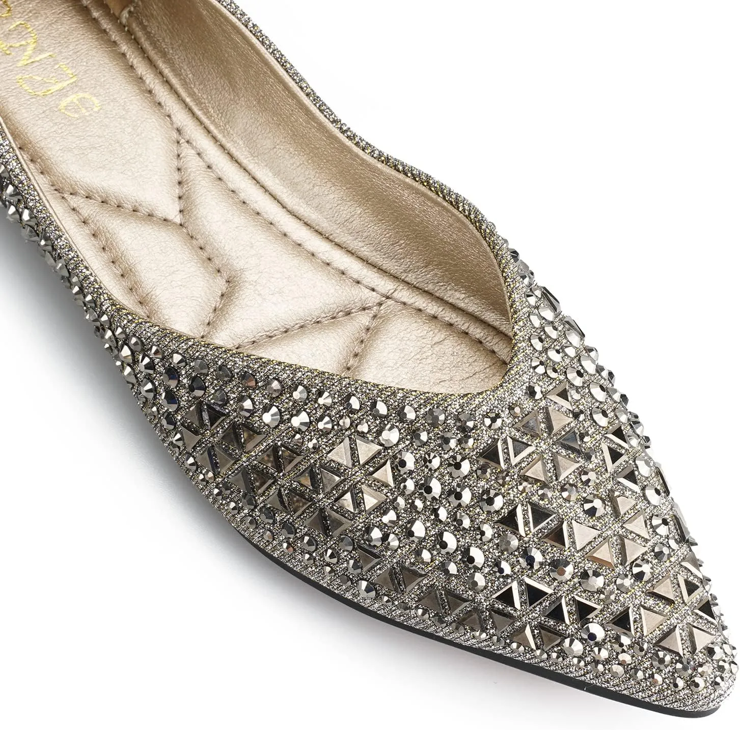 Flats Shoes Women Rhinestone Pointed Head Ballet Flats Comfortable Soft Memory Foam Insole Flat Shoes for Women Comfortable Dress Shoes
