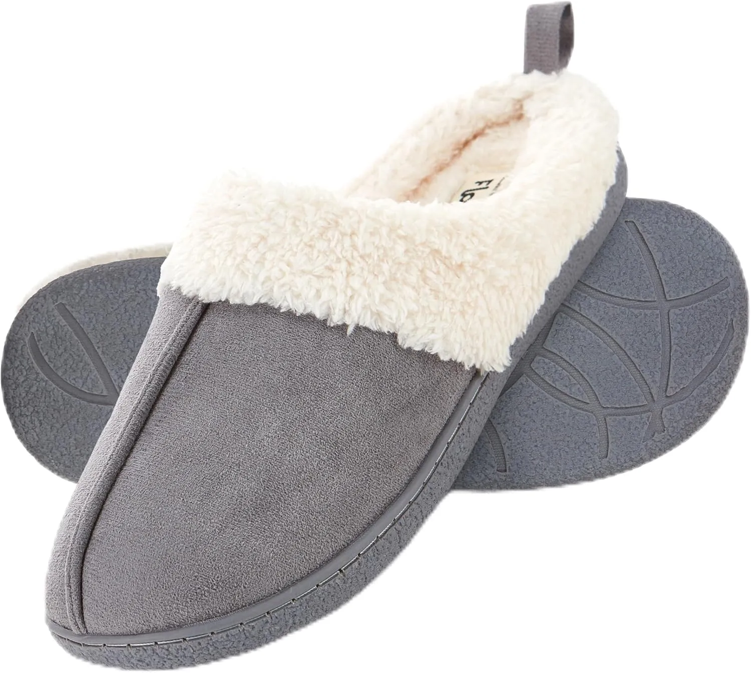 Floopi House Slippers for Women, Fur Lined Clog Womens Slippers Cozy Memory Foam with Indoor & Outdoor Anti Skid Sole