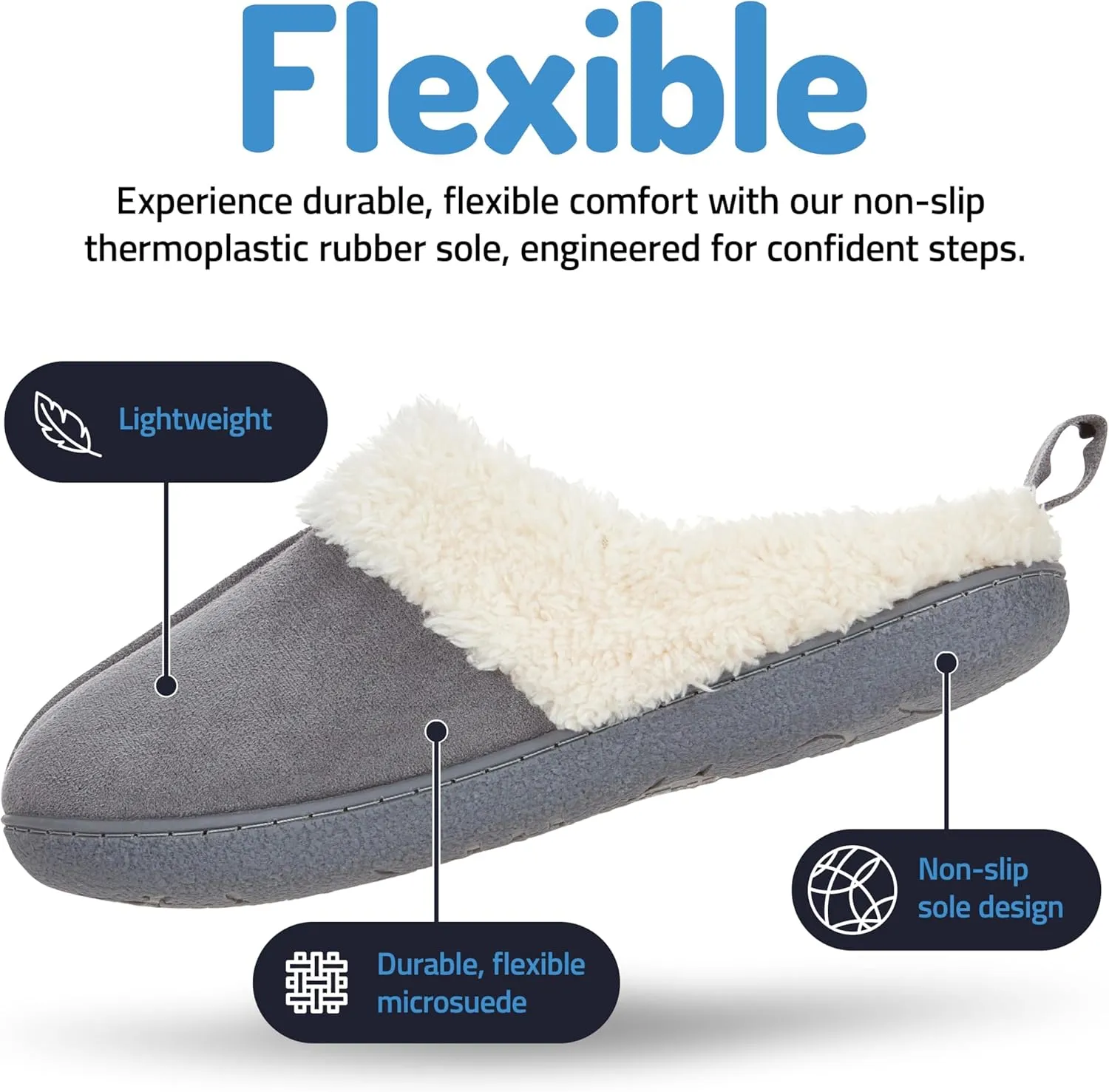 Floopi House Slippers for Women, Fur Lined Clog Womens Slippers Cozy Memory Foam with Indoor & Outdoor Anti Skid Sole