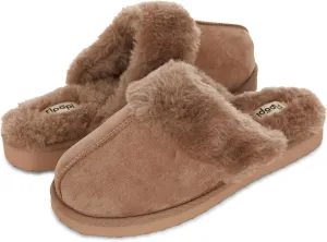 Floopi House Slippers for Women, Vegan Leather EVA Scuff Womens Slippers Cozy Memory Foam with Indoor & Outdoor Anti Skid Sole