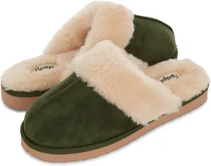 Floopi House Slippers for Women, Vegan Leather EVA Scuff Womens Slippers Cozy Memory Foam with Indoor & Outdoor Anti Skid Sole