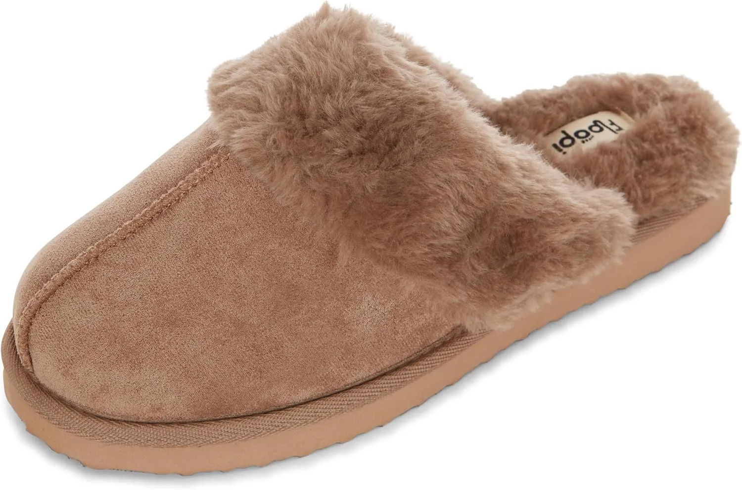 Floopi House Slippers for Women, Vegan Leather EVA Scuff Womens Slippers Cozy Memory Foam with Indoor & Outdoor Anti Skid Sole