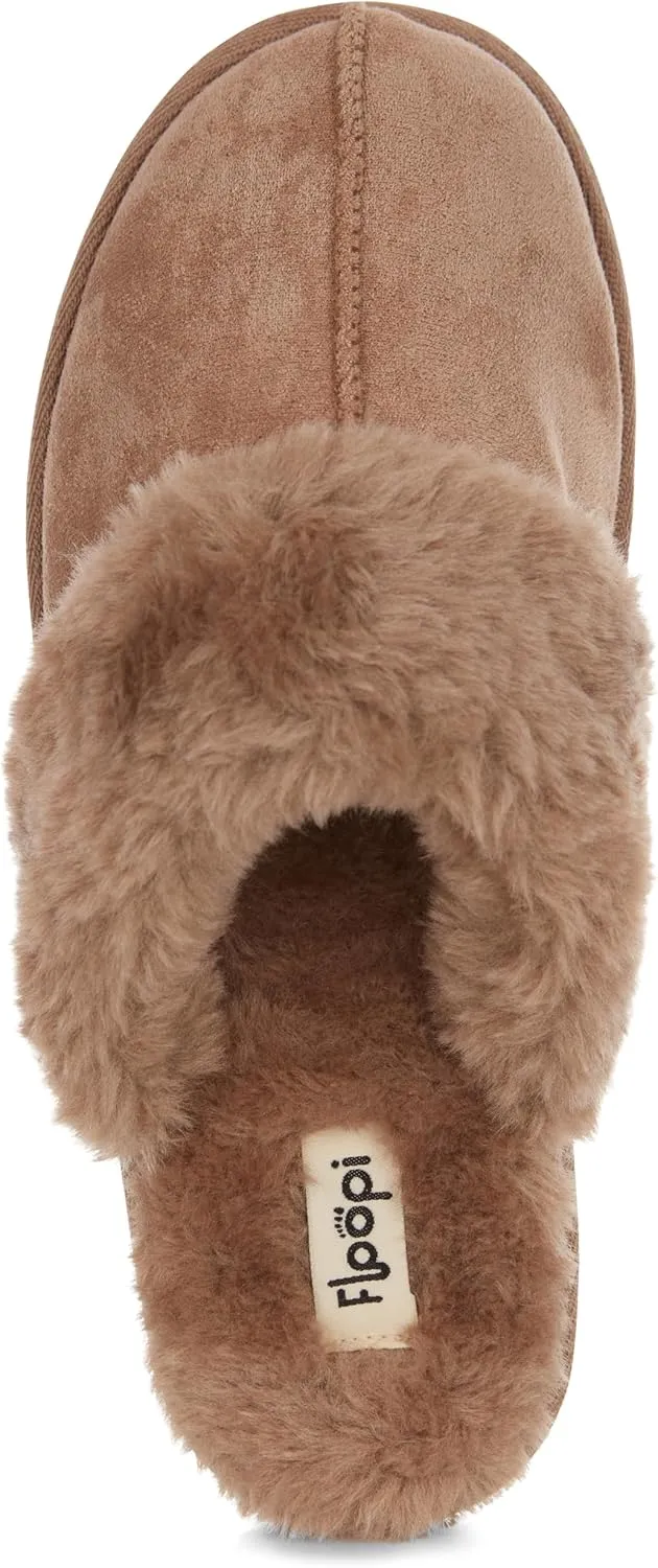 Floopi House Slippers for Women, Vegan Leather EVA Scuff Womens Slippers Cozy Memory Foam with Indoor & Outdoor Anti Skid Sole