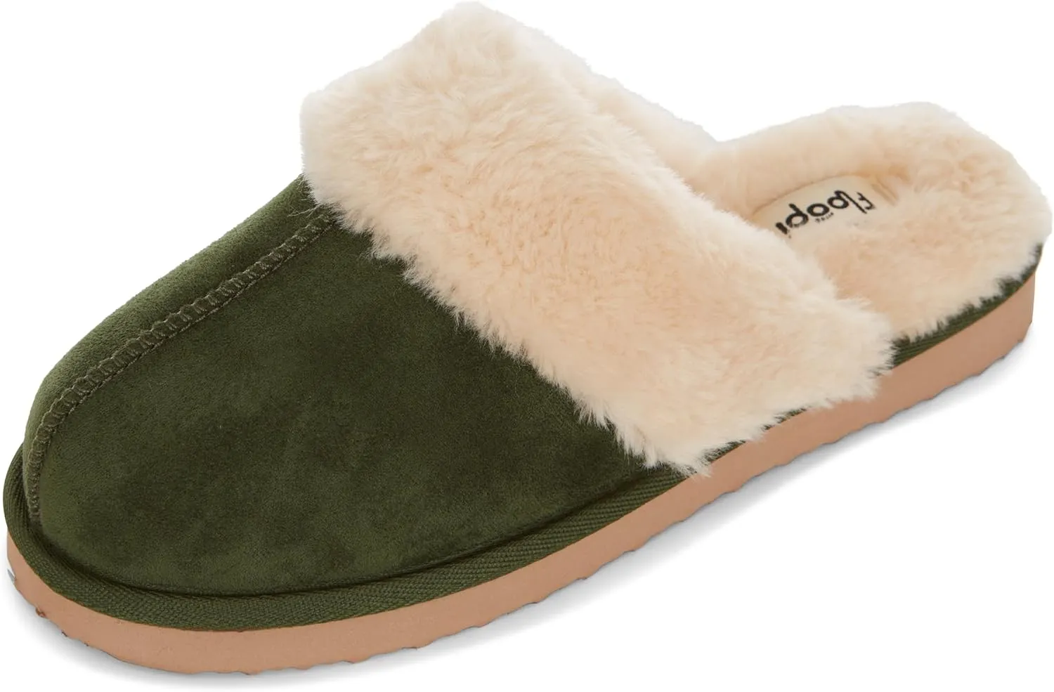 Floopi House Slippers for Women, Vegan Leather EVA Scuff Womens Slippers Cozy Memory Foam with Indoor & Outdoor Anti Skid Sole
