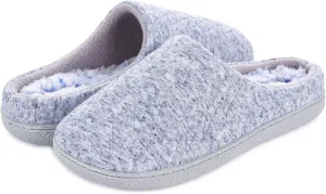 Floopi Slippers for Women Indoor Outdoor Faux Sherpa Fur W/Warm Fleece Lined Clog Slipper W/Memory Foam