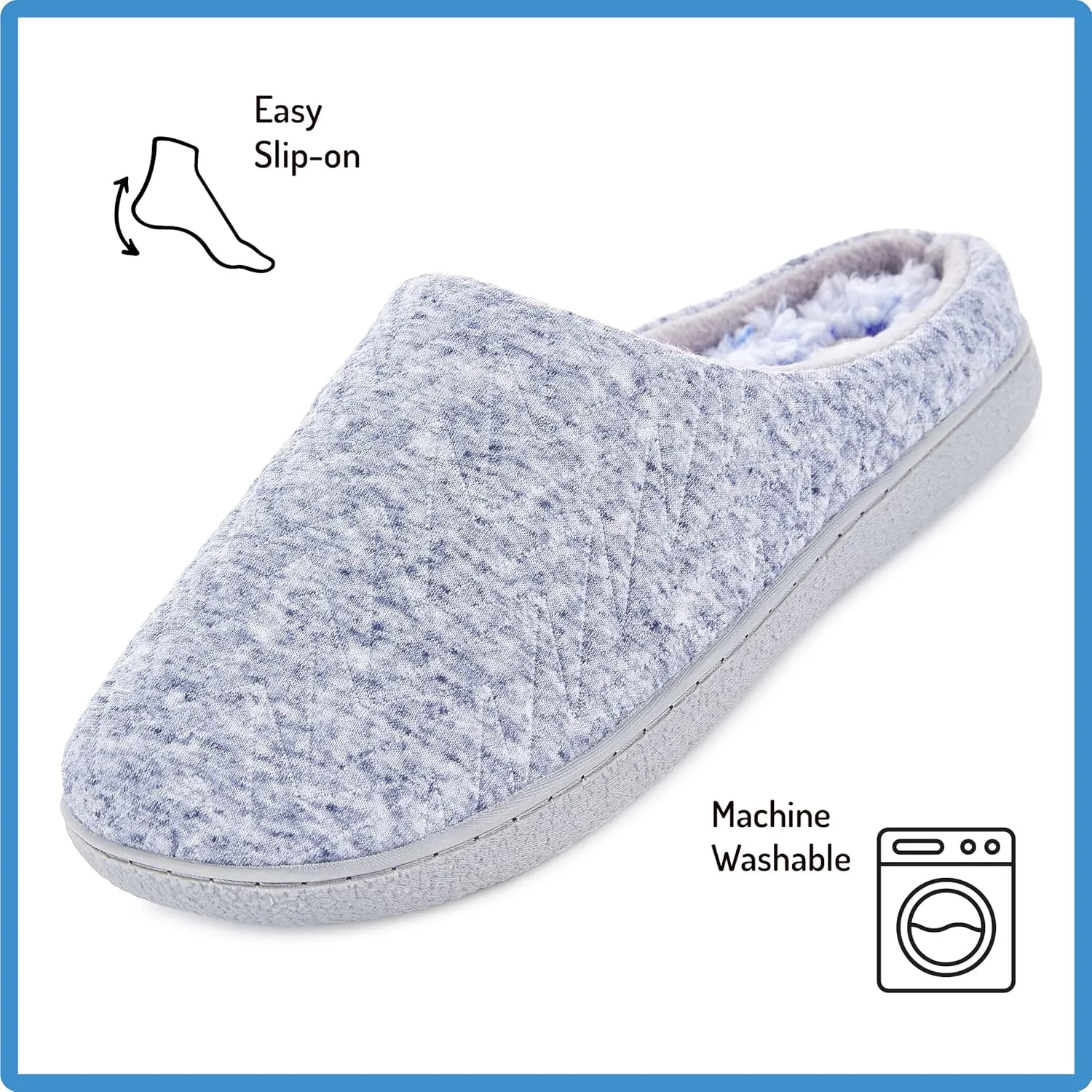 Floopi Slippers for Women Indoor Outdoor Faux Sherpa Fur W/Warm Fleece Lined Clog Slipper W/Memory Foam