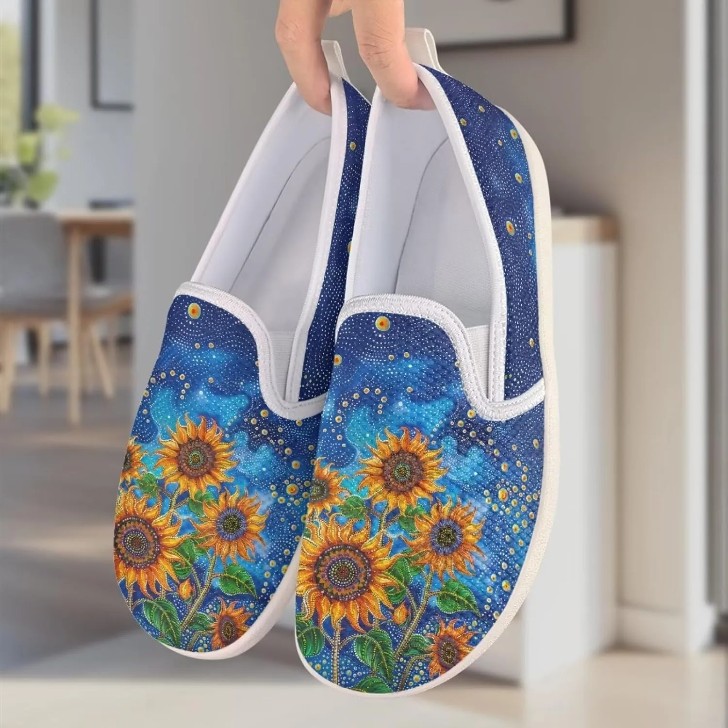 Flower Pattern Flat Mesh Shoes | Slip-Resistant Work Shoes & Tennis Shoes | Comfortable & Stylish Shoes for Women